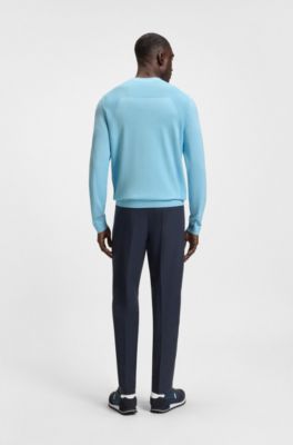 Pullover aus Baumwoll-Mix mit Bodymapping und Kontrast-Logo, Hellblau