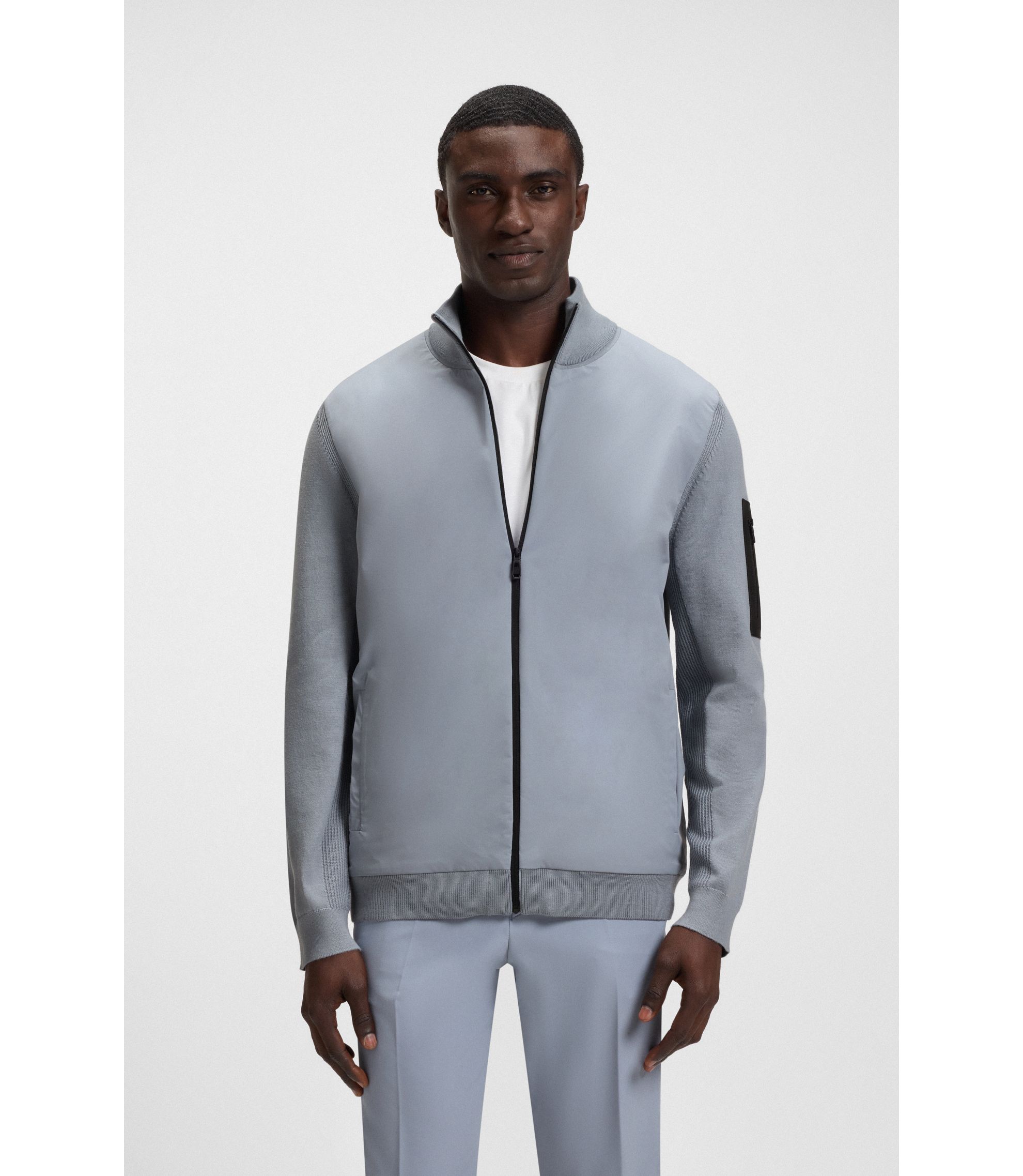 BOSS - Thermoregulating hybrid jacket with zipped sleeve pocket - Grey