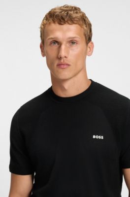 Thermoregulating knit T-shirt in a cotton blend, Black