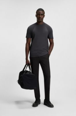 T-shirt en maille thermor&eacute;gulatrice de coton m&eacute;lang&eacute;, Gris sombre