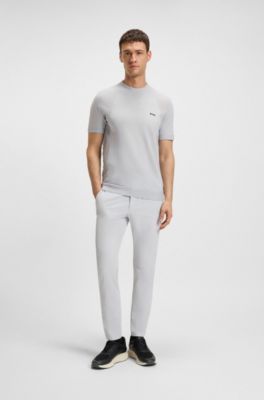 Thermoregulating knit T-shirt in a cotton blend, Light Grey
