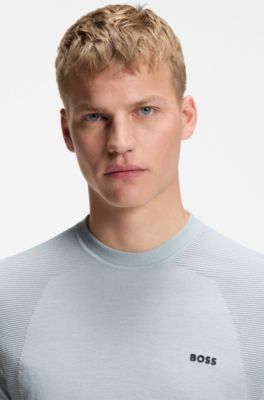 Thermoregulating knit T-shirt in a cotton blend, Light Grey