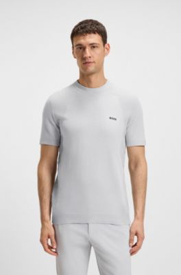 Thermoregulating knit T-shirt in a cotton blend, Light Grey