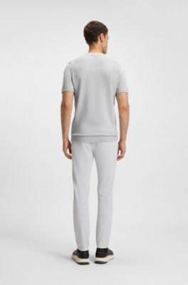 Thermoregulating knit T-shirt in a cotton blend, Light Grey