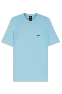 Thermoregulating knit T-shirt in a cotton blend, Light Blue