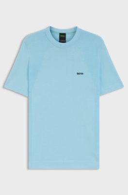 Thermoregulating knit T-shirt in a cotton blend, Light Blue