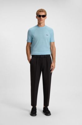 Thermoregulating knit T-shirt in a cotton blend, Light Blue