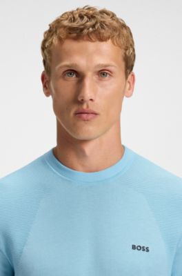 Thermoregulating knit T-shirt in a cotton blend, Light Blue