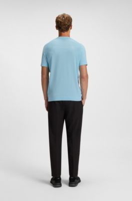 Thermoregulating knit T-shirt in a cotton blend, Light Blue