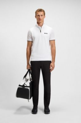 Sleeveless zip-neck sweater in a cotton blend, White