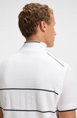 Sleeveless zip-neck sweater in a cotton blend, White