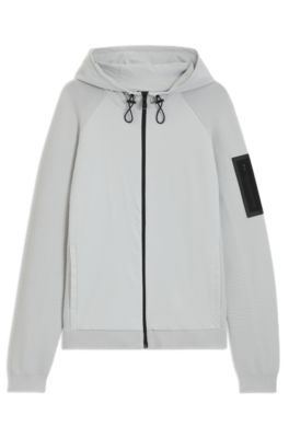 Hybrid jacket with comfort-stretch knit, Light Grey