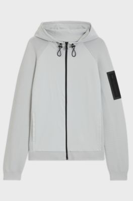 Hybrid jacket with comfort-stretch knit, Light Grey