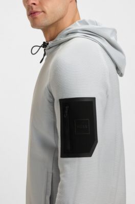 Hybrid jacket with comfort-stretch knit, Light Grey