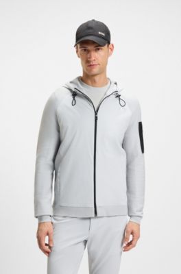 Hybrid jacket with comfort-stretch knit, Light Grey