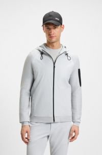 Hybrid jacket with comfort-stretch knit, Light Grey