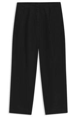 BOSS - Barrel-fit chinos in stretch-cotton twill - Black