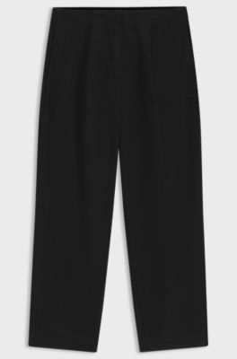 Barrel-fit chinos in stretch-cotton twill, Black