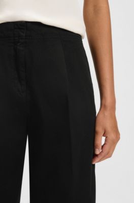 Barrel-fit chinos in stretch-cotton twill, Black