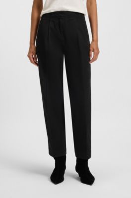 Barrel-fit chinos in stretch-cotton twill, Black