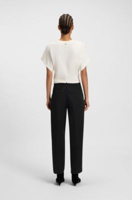 Barrel-fit chinos in stretch-cotton twill, Black