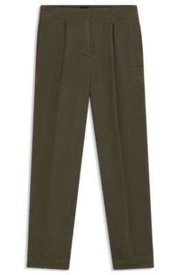 Chino barrel in twill di cotone elasticizzato., Verde scuro