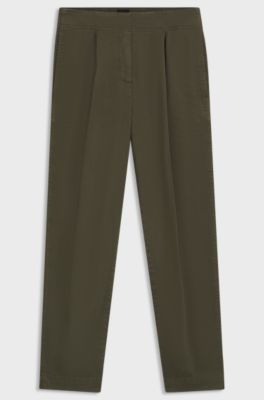 Barrel-fit chinos in stretch-cotton twill, Dark Green