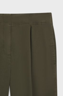 Barrel-fit chinos in stretch-cotton twill, Dark Green