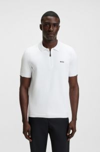 Polo van katoen met kraag met rits, Wit