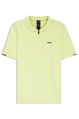 Pull &agrave; encolure polo zipp&eacute;e en coton, Chaux