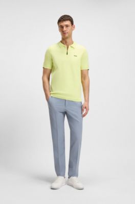 Maglione stile polo in cotone con colletto con zip, Calce