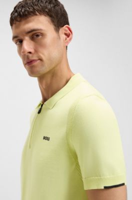 Maglione stile polo in cotone con colletto con zip, Calce