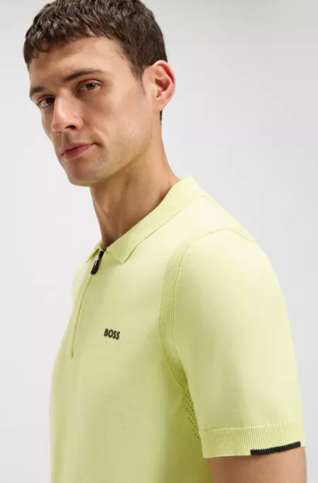 Pull à encolure polo zippée en coton