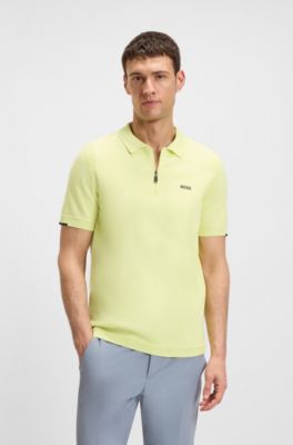 Maglione stile polo in cotone con colletto con zip, Calce