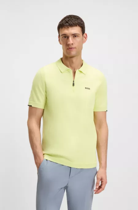 Pull à encolure polo zippée en coton