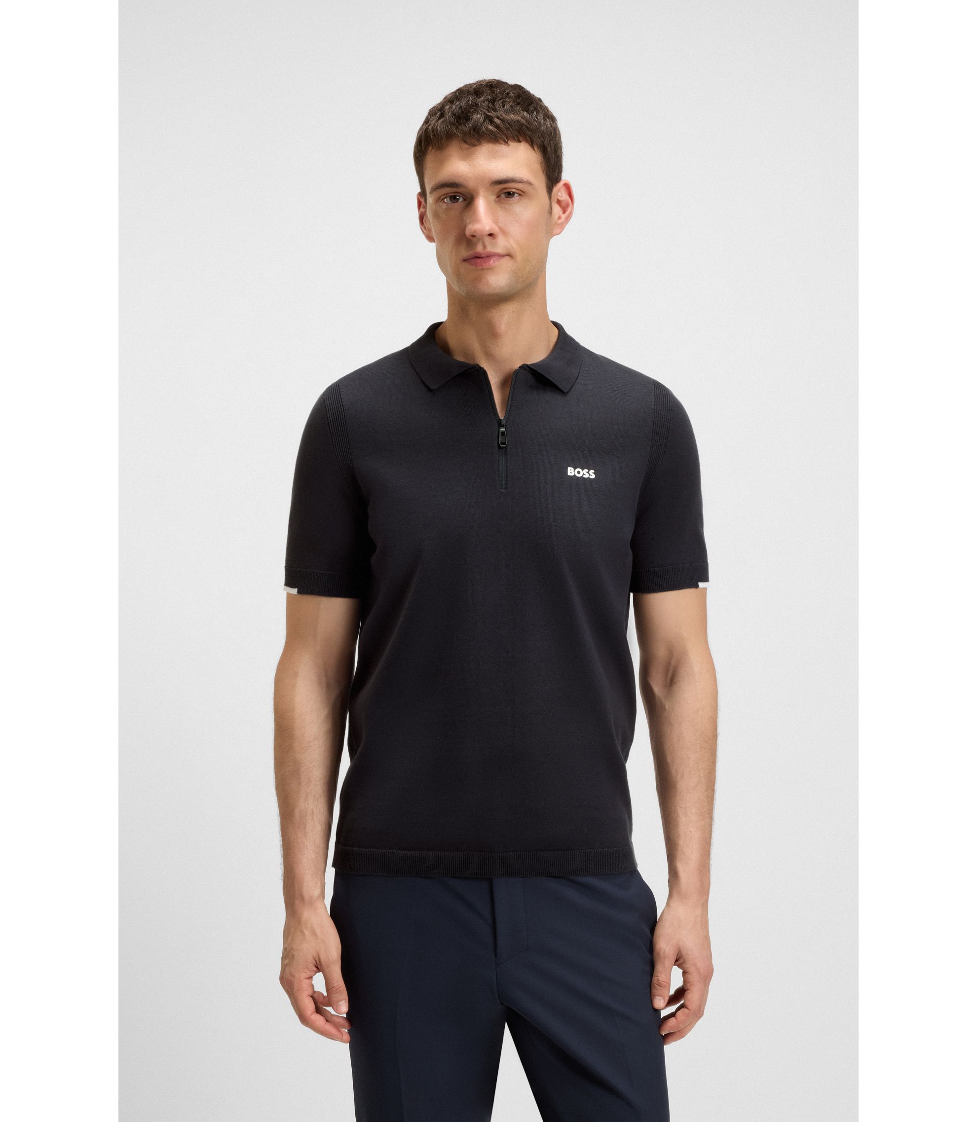 Polopullover aus Baumwolle mit Reißverschluss am Kragen