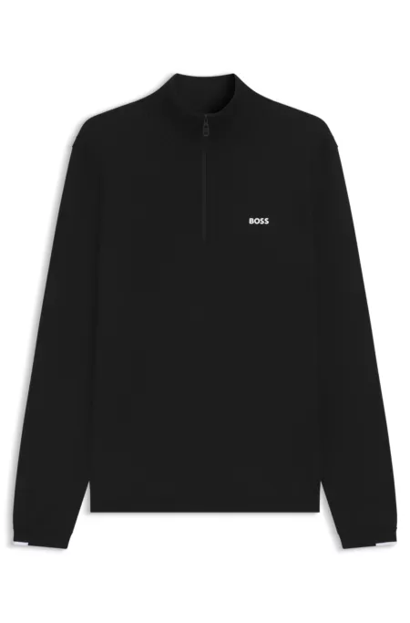 Pullover aus Baumwolle mit Troyerkragen und Logo-Print