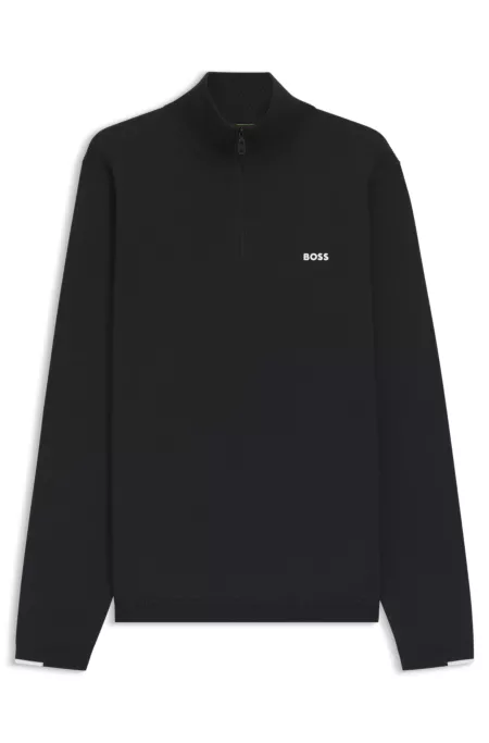 Pull en coton à encolure zippée et logo imprimé