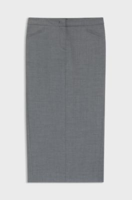 Pencil skirt in melange virgin wool, Grey