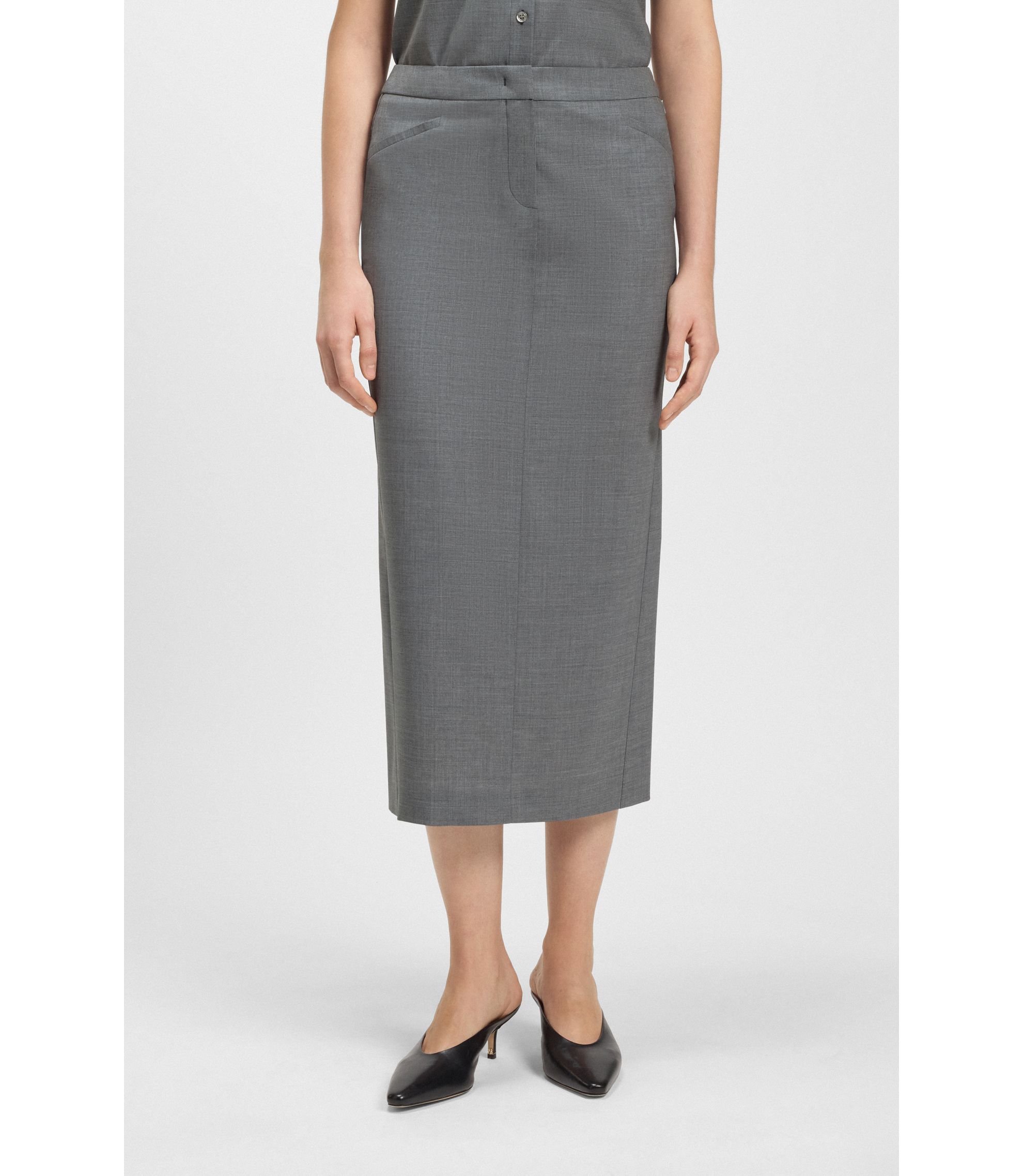 Jupe Crayon Hobbs Femme Grise Laine Taille 18 - Avec Fente