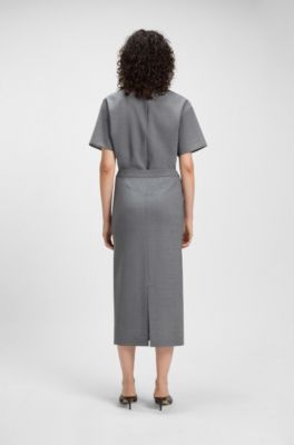 Pencil skirt in melange virgin wool, Grey
