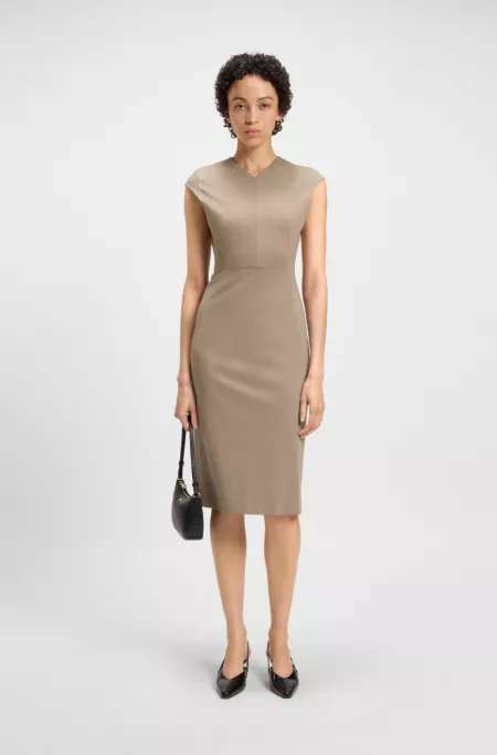 Cap-sleeve dress in stretch fabric