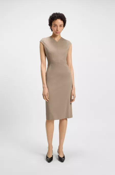 Cap-sleeve dress in stretch fabric