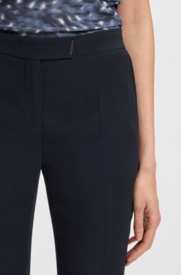 Slim-fit trousers with slit hems, Dark Blue