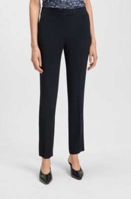 Slim-Fit Hose mit geschlitztem Saum, Dunkelblau