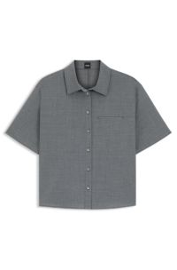 Kortere blouse van gem&ecirc;leerde scheerwol, Grijs