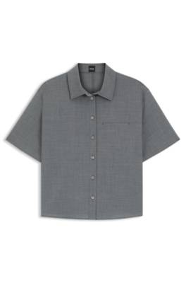 Cropped blouse in melange virgin wool 1