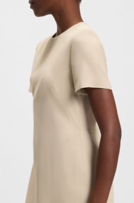 Shift dress in soft crepe, Light Beige