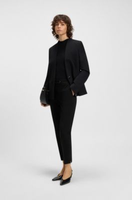 Slim-fit trousers in stretch Punto Milano fabric, Black