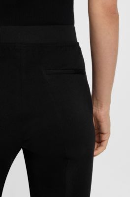 스트레치 푼토 밀라노 패브릭 슬림 핏 팬츠, 블랙